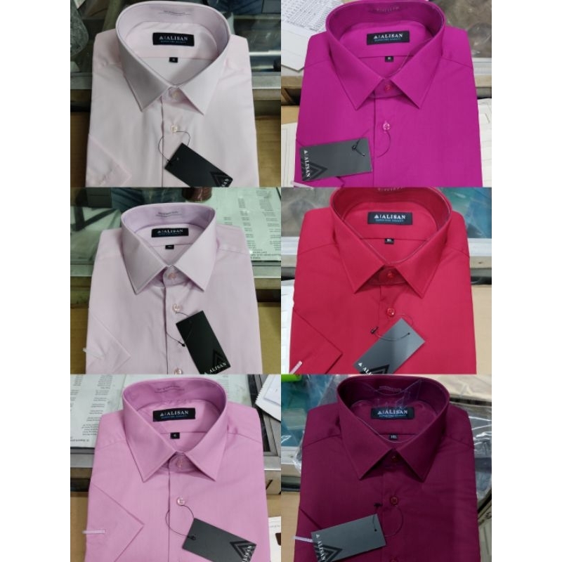 kemeja Alisan lengan panjang polos Merah dan pink