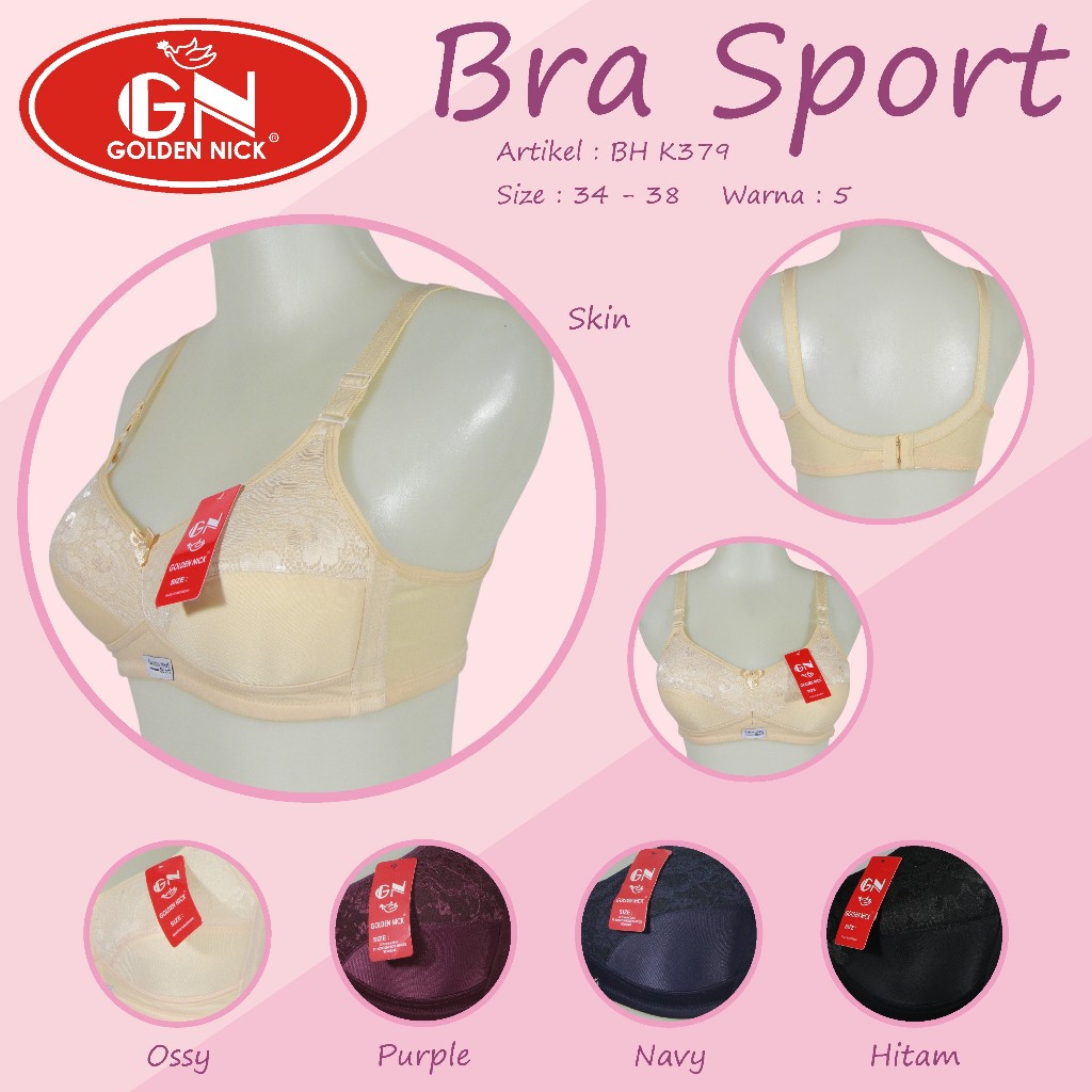 Golden Nick - Bra Sport Bh Tanpa Kawat Bh K379 Busa Tipis Bh Golden Nick