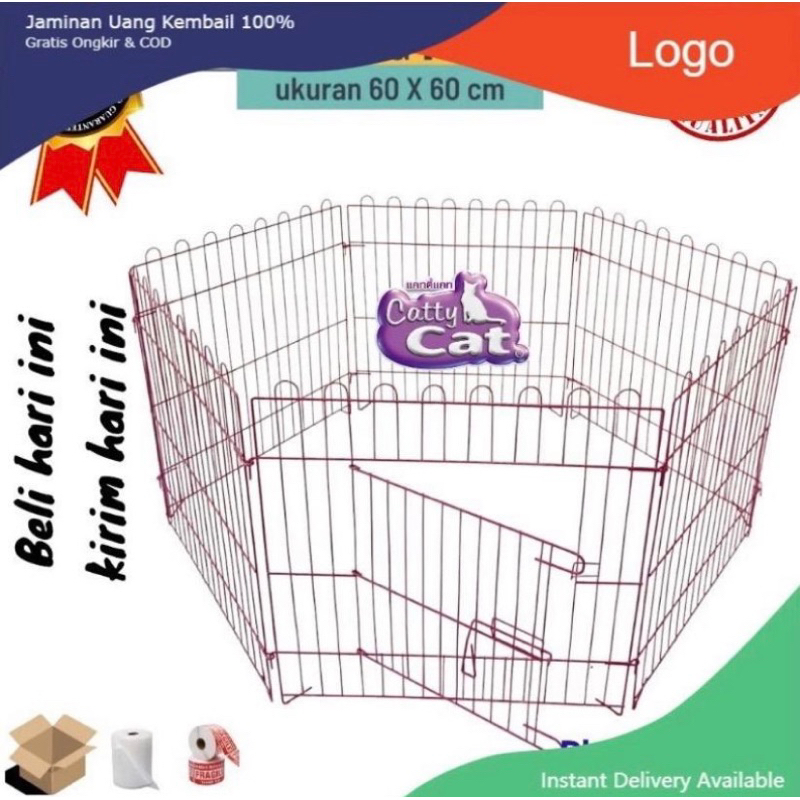 Kandang Pagar / Kandang Umbar Besi Lipat 60x60cm - Kucing Kelinci Anjing Kura-Kura