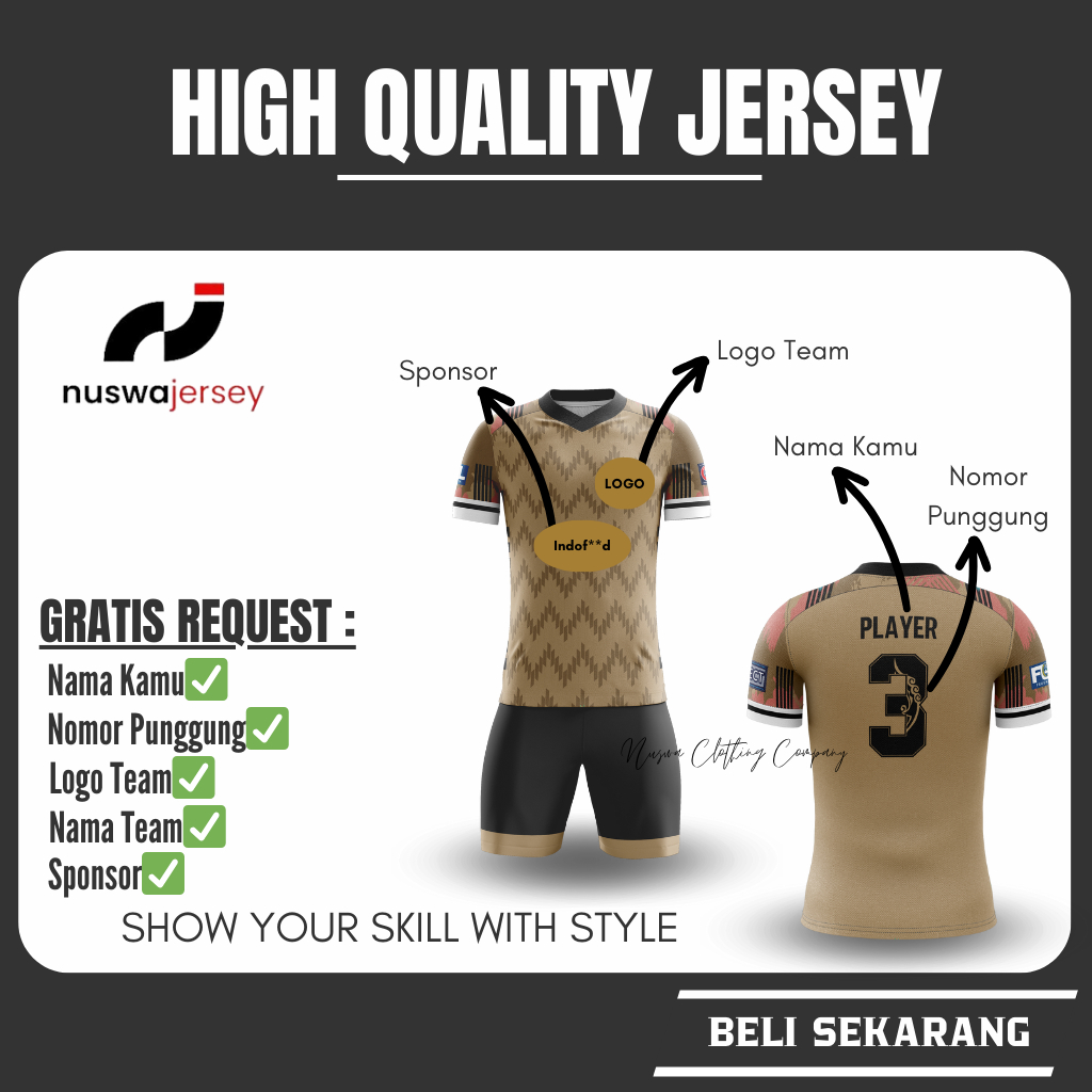 Jersey Bola Futsal Custom Jersey Anak Jersey Dewasa Full Printing High Quality