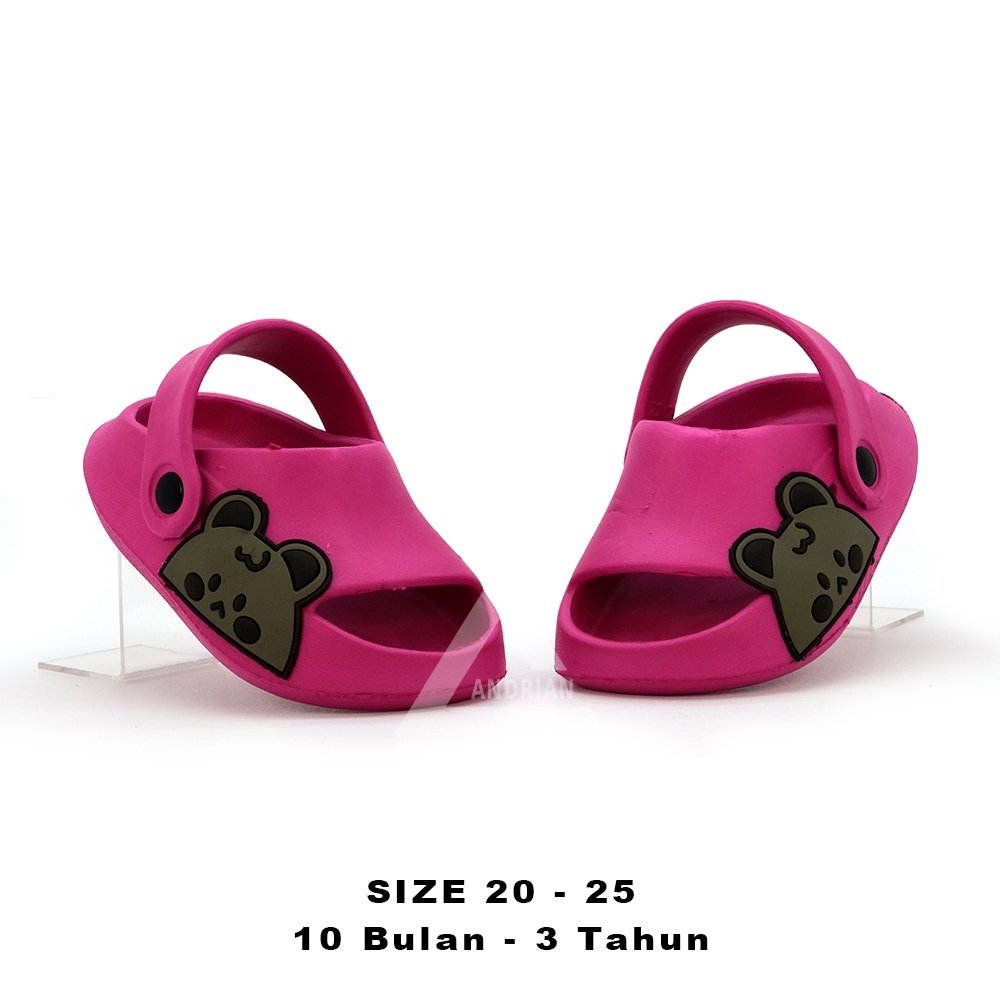 	 Sandal Slip On Sandal Baim Anak Perempuan Kekinian Karakter Panda Bahan Karet Tali Belakang New	