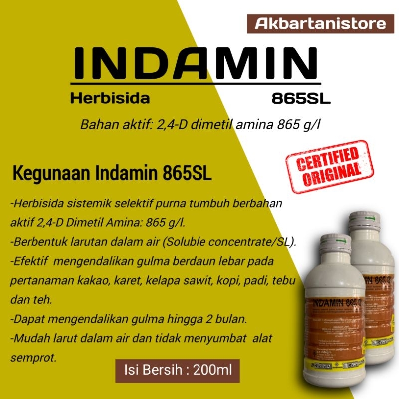 Herbisida Indamin 865 SL - 200ml Pembasmi rumput daun sempit, lebar dan teki pada tanaman padi