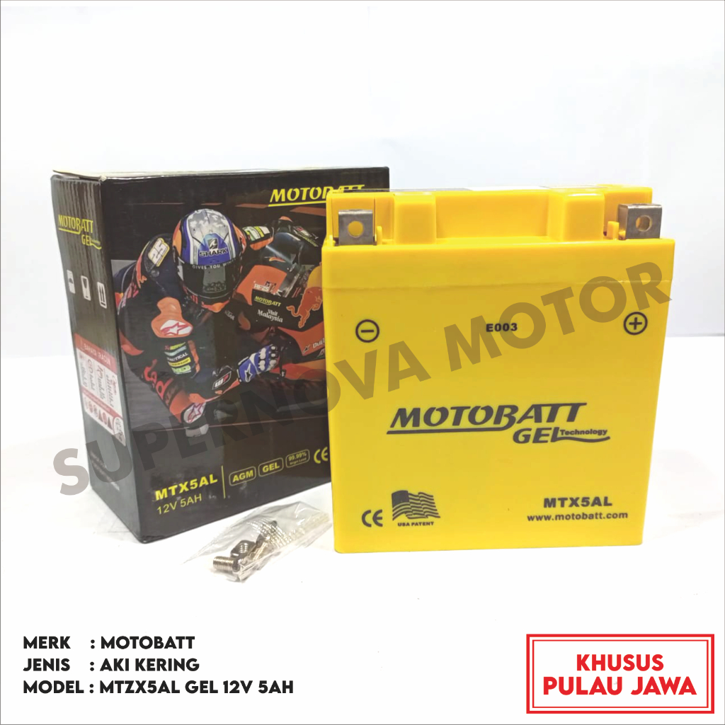 AKI KERING MOTOBATT GEL MTX5AL GM5Z3B AM5Z-3BL 12V 5AH GRAND SUPRA LEGENDA F1ZR ACCU BATTERY MERK MO