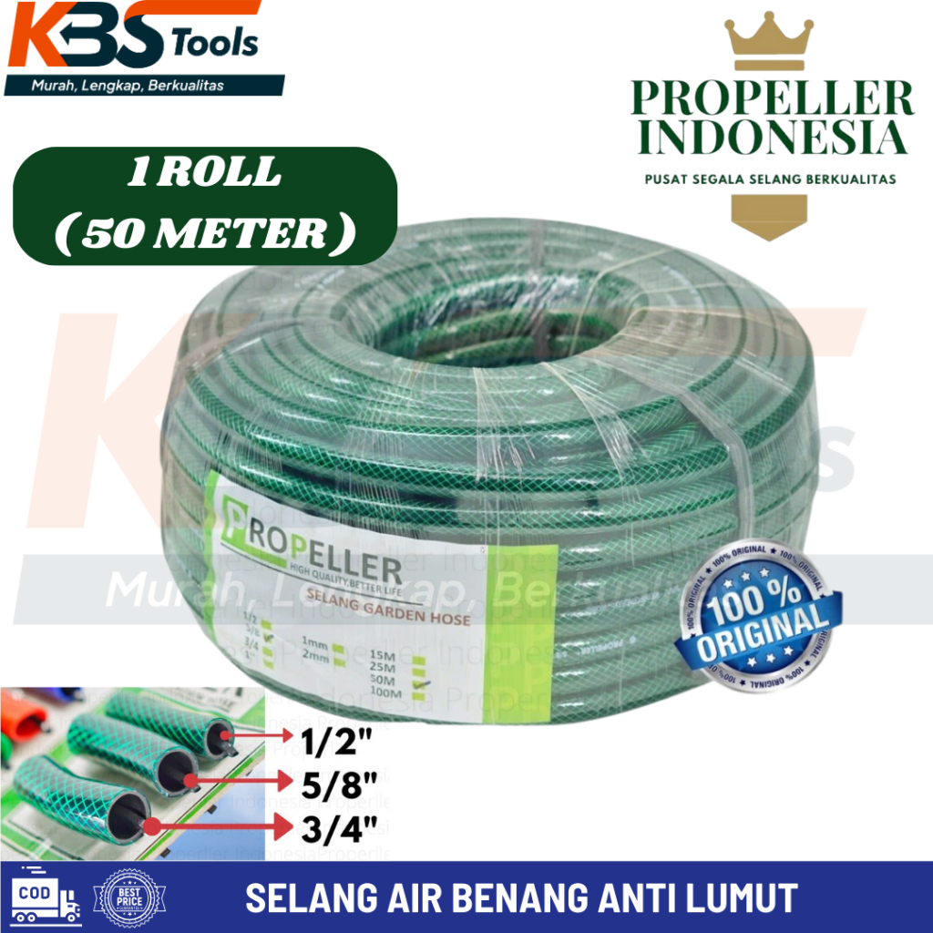 Selang Air Benang Hijau PROPELLER 3/4'' 50 Meter - Selang Air Taman 3/4 Inch 50mtr
