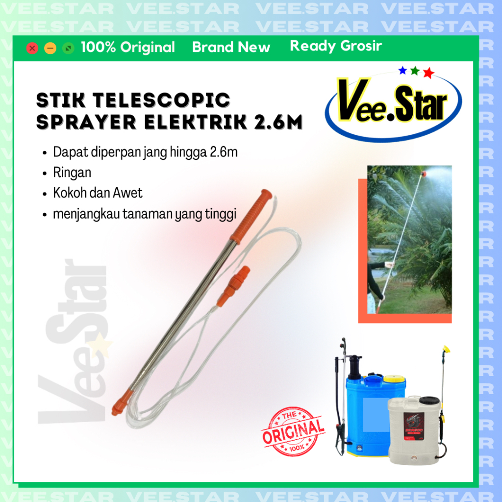Stik Sprayer Elektrik Panjang Stik Sprayer Teleskopik Lance  2.6 Meter Stik Semprotan Hama Stik Knap