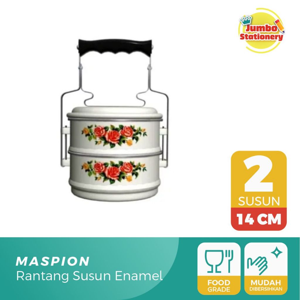 hot product maspion rantang 2 susun klasik jadul stainless steel enamel rantang motif bunga