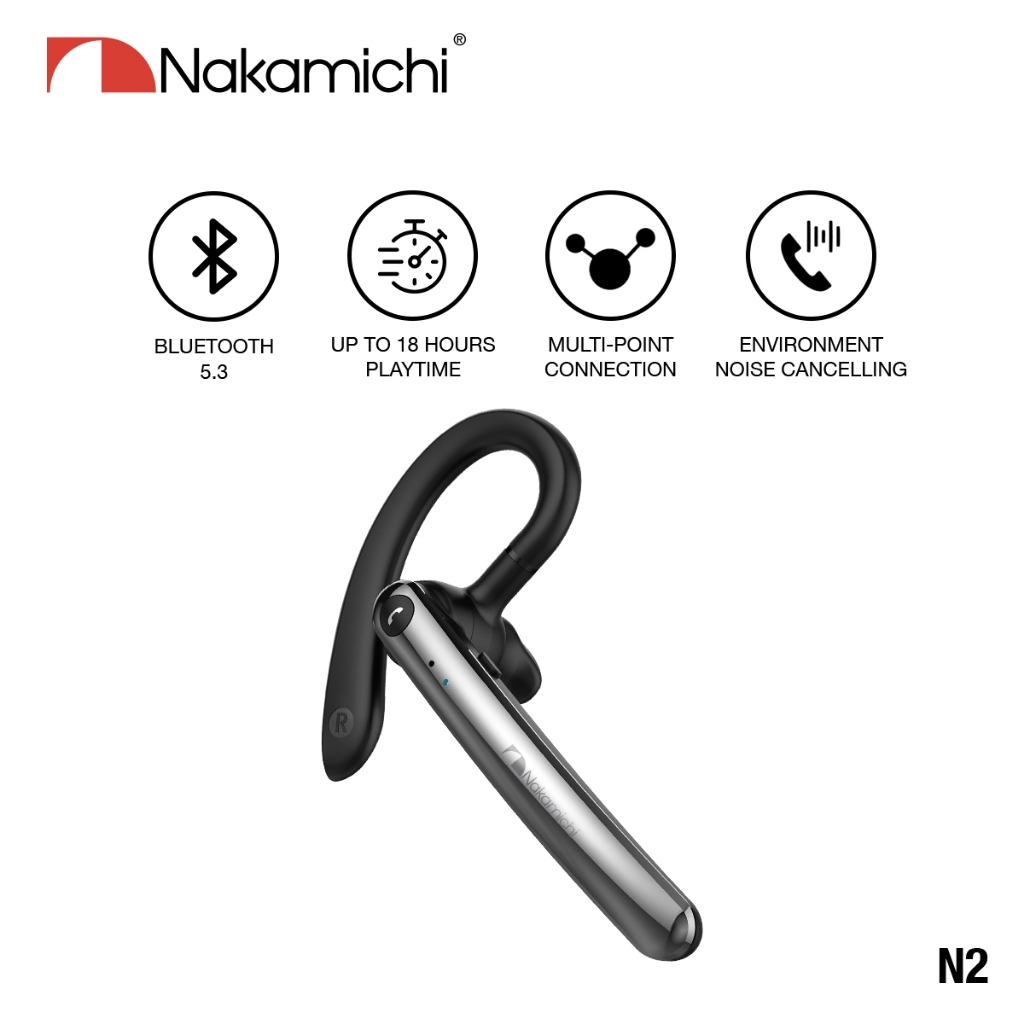 Nakamichi N2 Headset Mono Wireless Mobile Earphone Bluetooth Mic HD