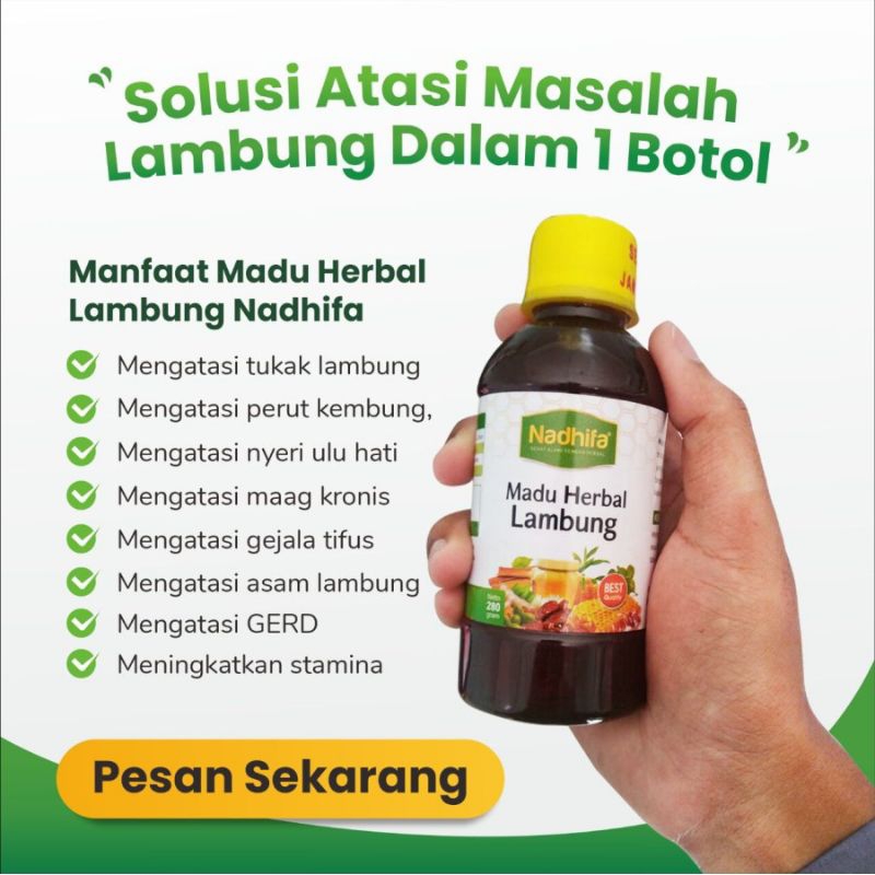 

MADU LAMBUNG NADHIFA 280 GR Obat Herbal Maag, Asam Lambung Tinggi, Gerd, Radang Usus, Mual Muntah