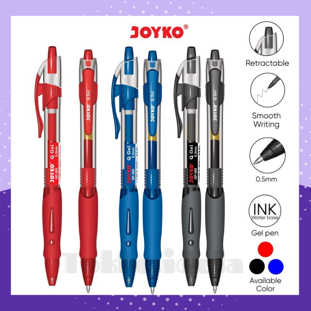 

Gel Pen Joyko Q Gel GP 265 / GelPen QGel GP-265 0.5 mm Pulpen JK Cetrek - Hitam