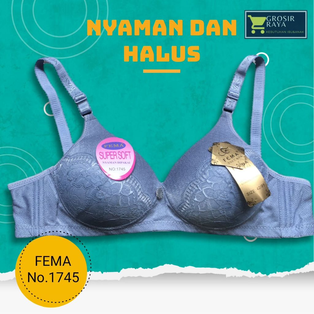 BRA BH IMPORT FEMA 1745 BAHAN BERKUALITAS 3 PENGAIT TANPA KAWAT BUSA TIPIS