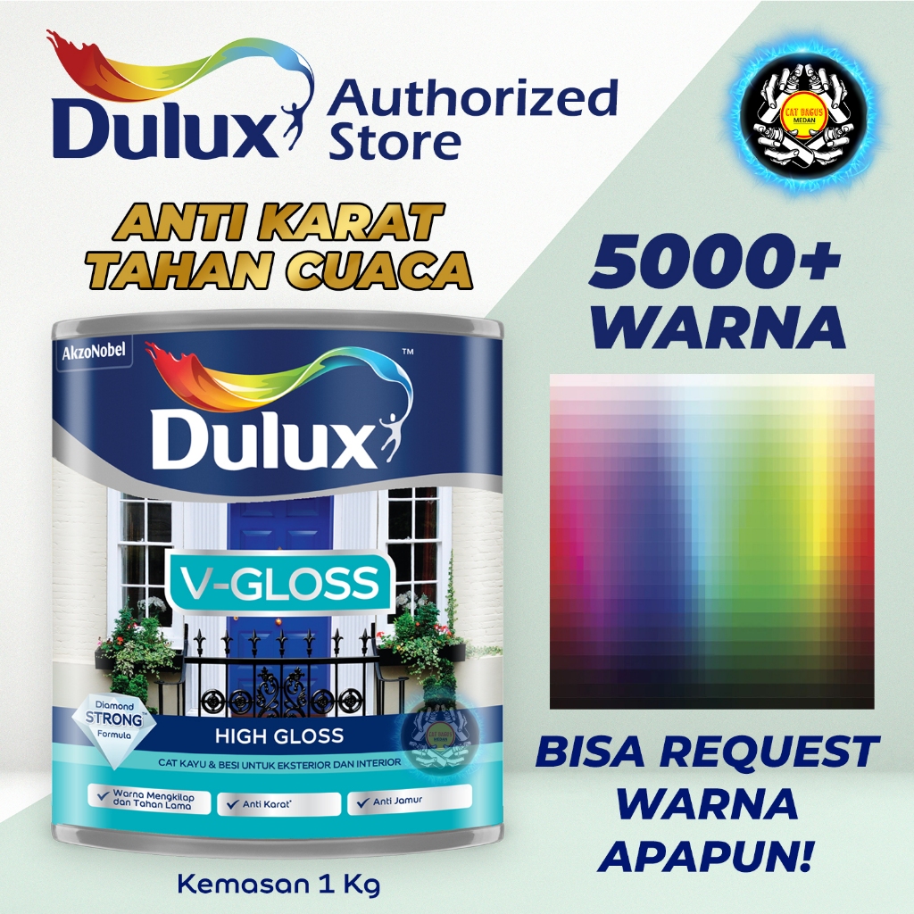 CAT MINYAK BESI KAYU DULUX DIAMOND HIGH GLOSS 1 KG SEMUA WARNA TINTING KOMPUTER 1KG INTERIOR EXTERIO