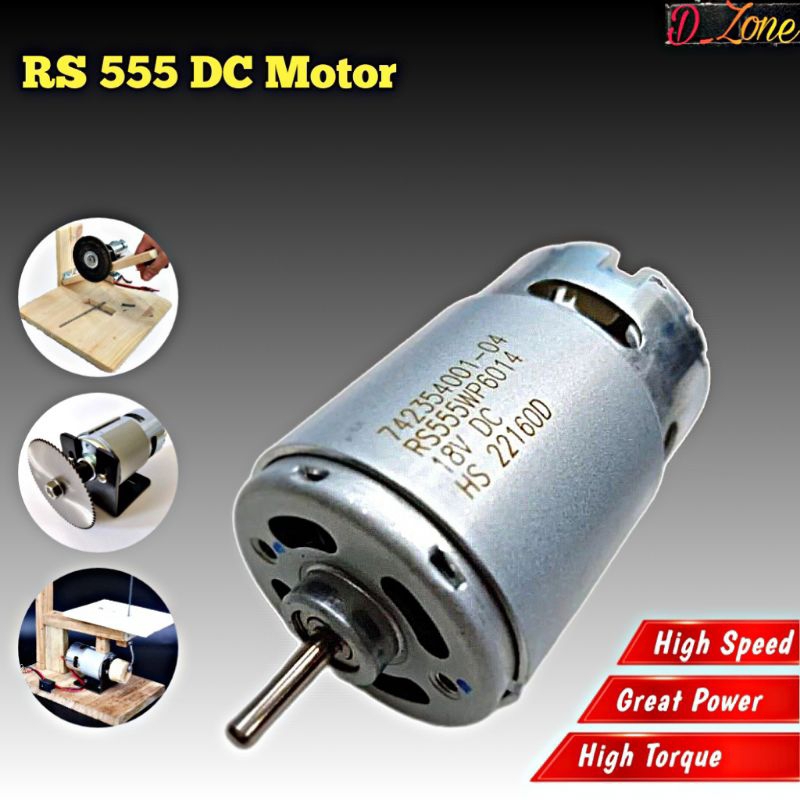 Dinamo RS 555 DC Motor 12V High Speed Torsi Besar Dinamo Bor Rakitan