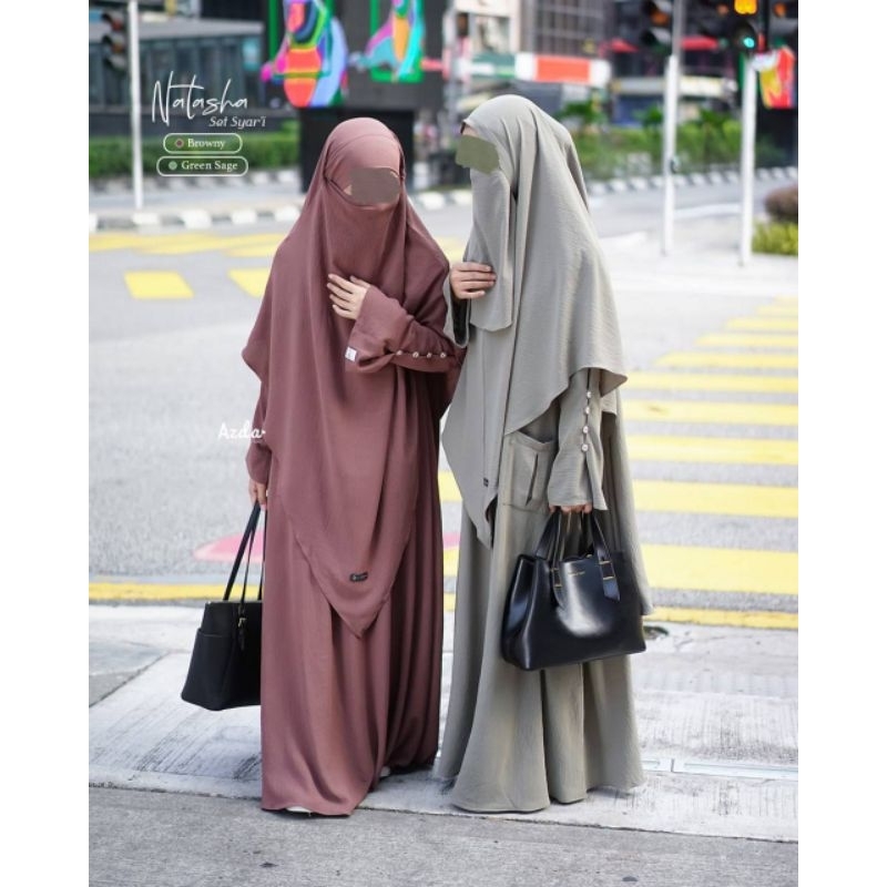 [READY] NATASHA GAMIS SET BY AZDA HIJAB | BERGO NON PED | FRENCH KHIMAR | FREE CADAR | CRINKLE AIRFL