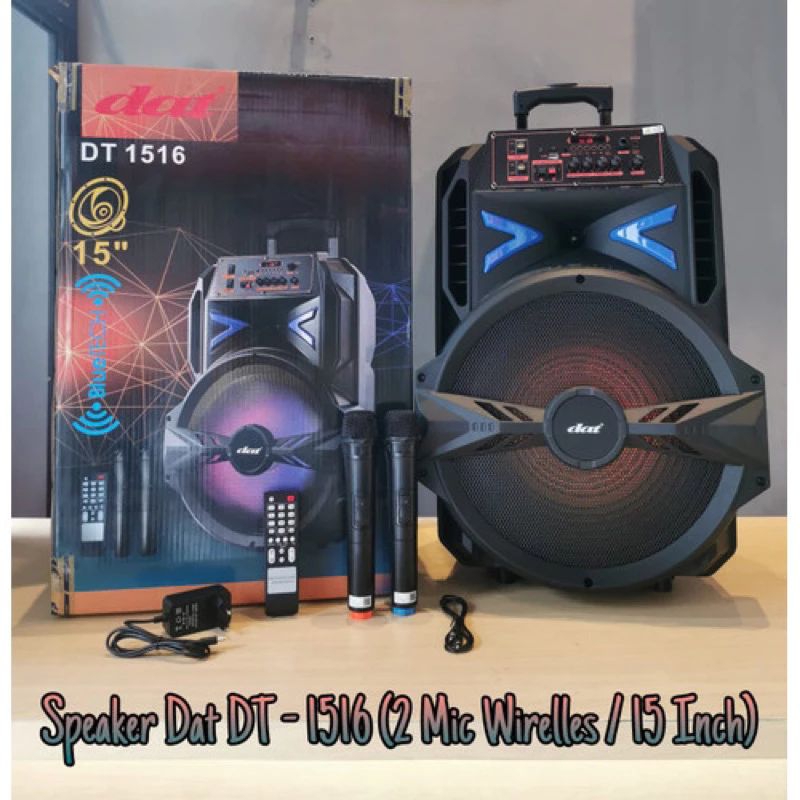 Speaker Portabel DAT 15 Inc 1516+2 Mic Wireless Baru