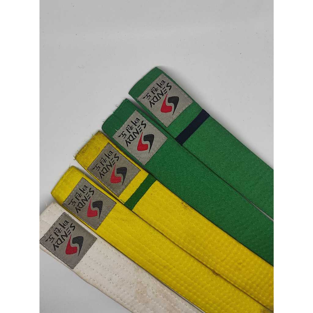 Sabuk Bekas Tingkatan Taekwondo - Putih / Biru / Biru Strip Merah