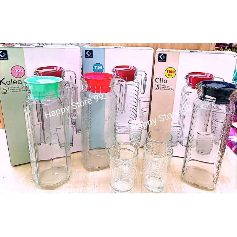Pitcher Teko Set Kimglass Isi 5 | Teko Set Kimglass Drink Jar