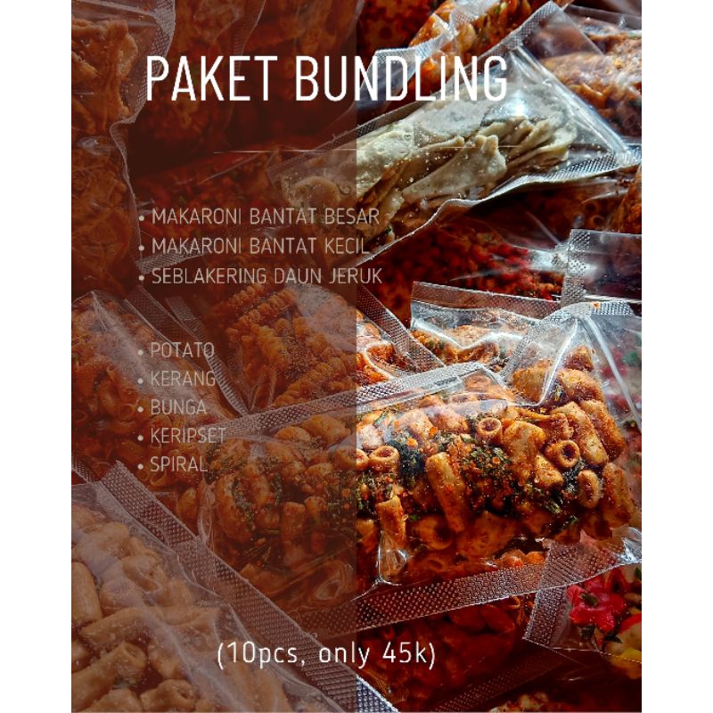 

PAKET BUNDLING || ANEKA CEMILAN PEDAS. Isi 10pcs