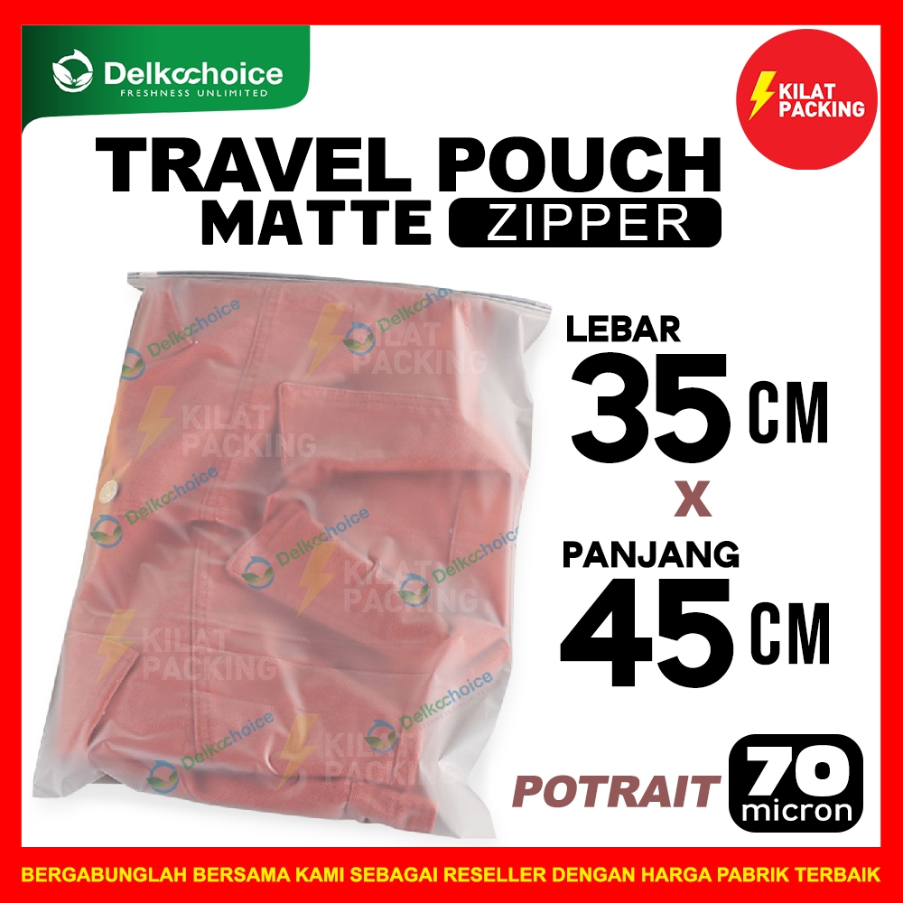 Travel Pouch Organizer Matte Polos 35x45 Travel Bag Zipper Serbaguna