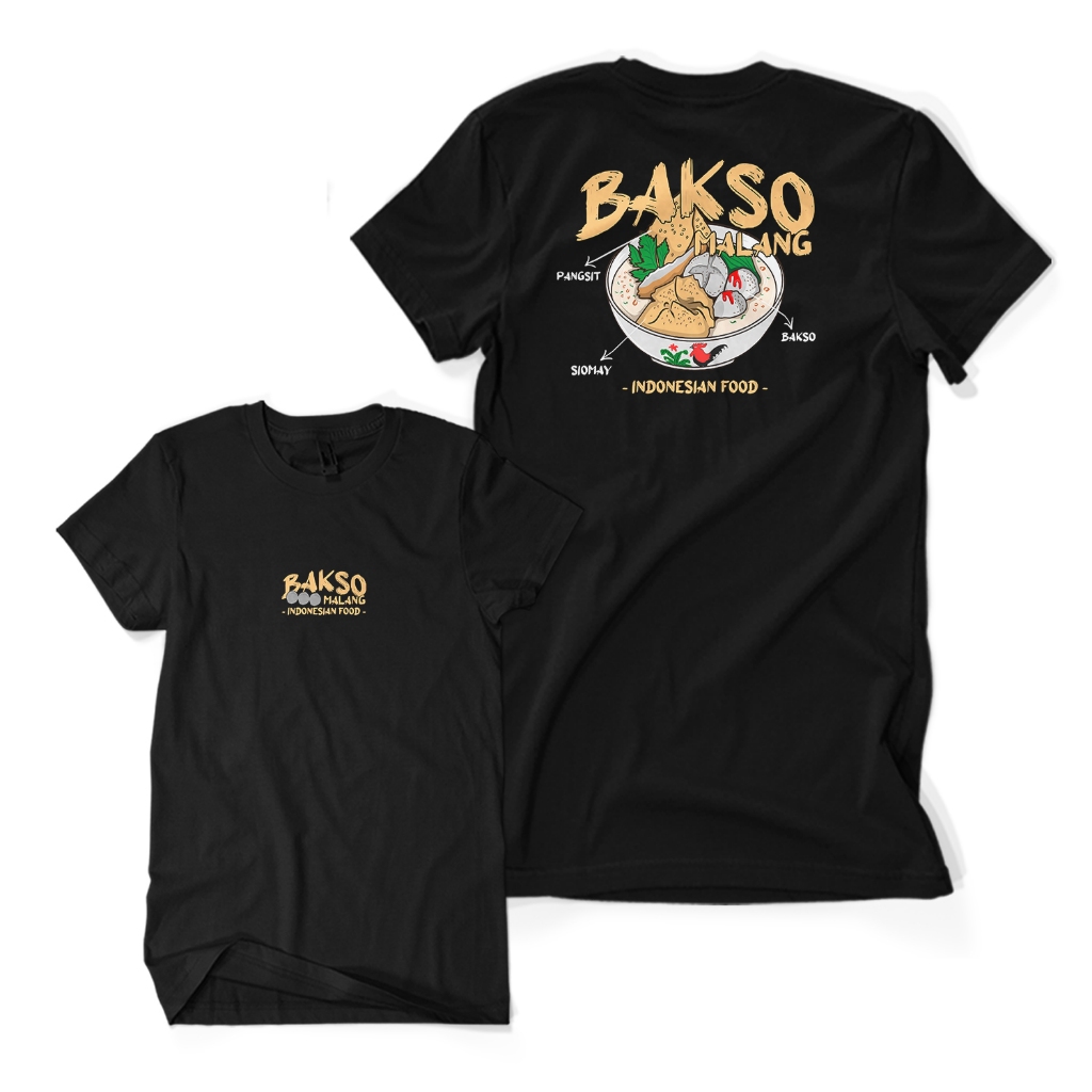 Kaos Distro Premium BAKSO MALANG - Baju Usaha Profesi Kuliner Indonesia Unisex Dewasa