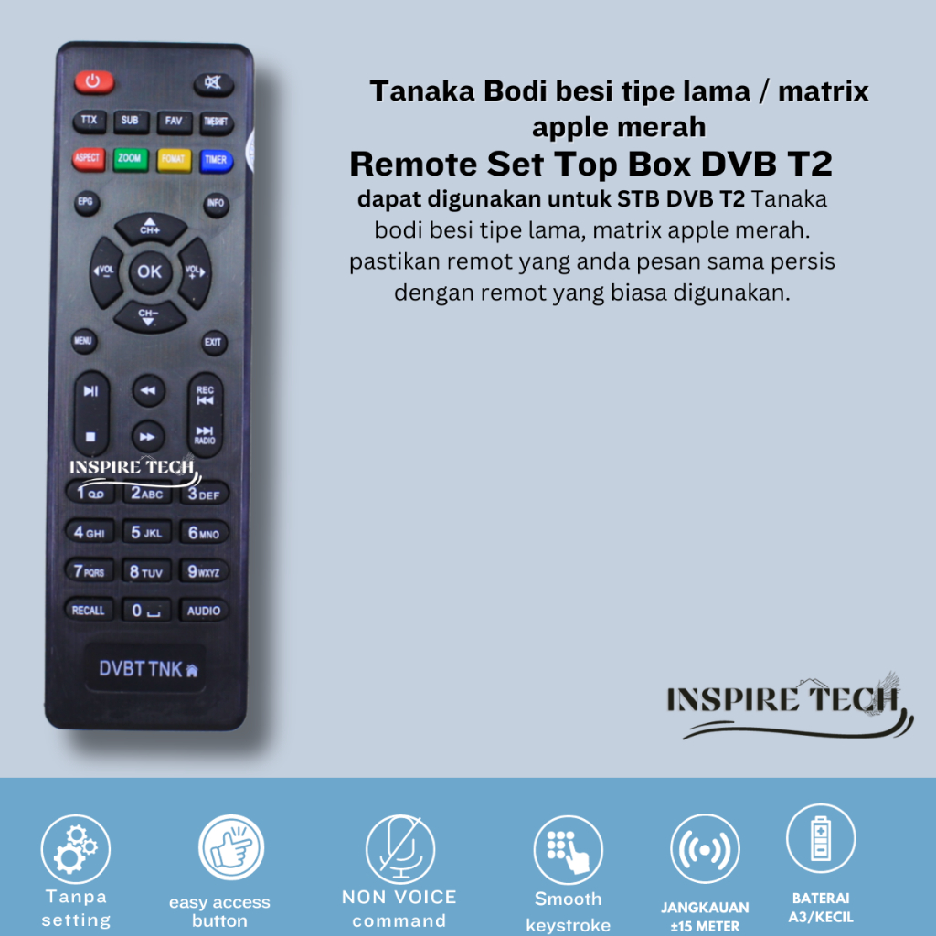 Remot Remote STB TANAKA Bodi besi tipe lama MODI BESI DVB T2 Set top box