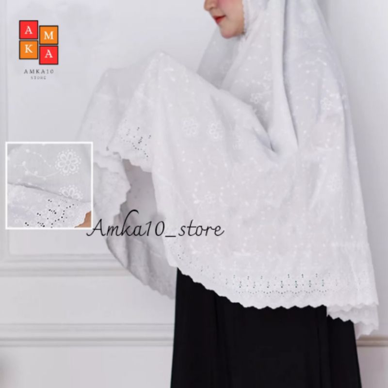 TOSERBA KERUDUNG/BERGO MOTIF BORDIR SUTRA PARIS JUMBO PERLENGKAPAN HAJI DAN UMROH