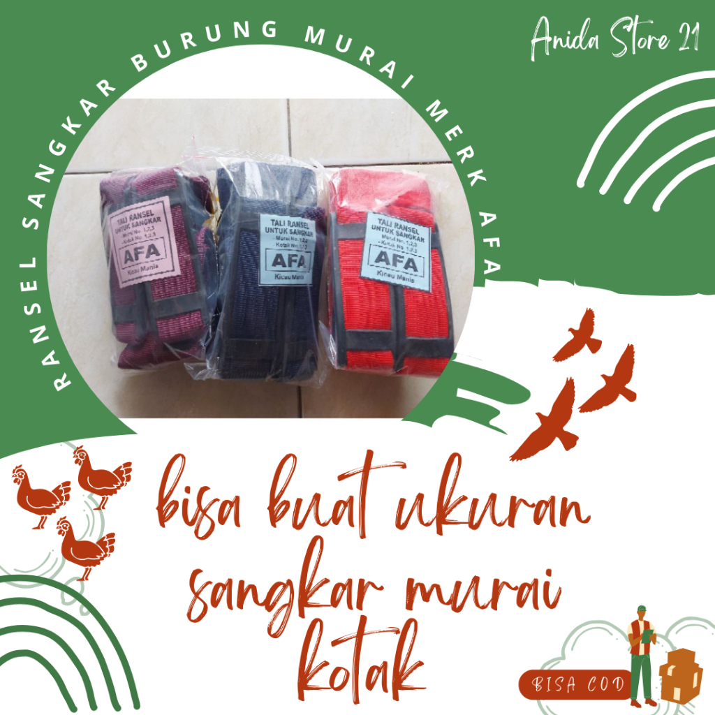 Tali Ransel Sangkar Burung Murai Kotak Merk Afa