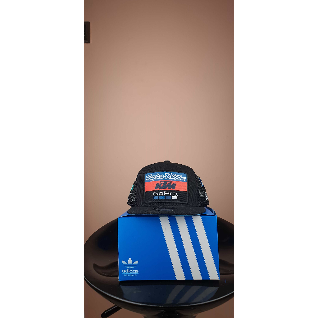 ktm hitam jaring nilon back visor biru muda logo Topi Pria Baseball Snapback Polos Wanita Unisex Pre