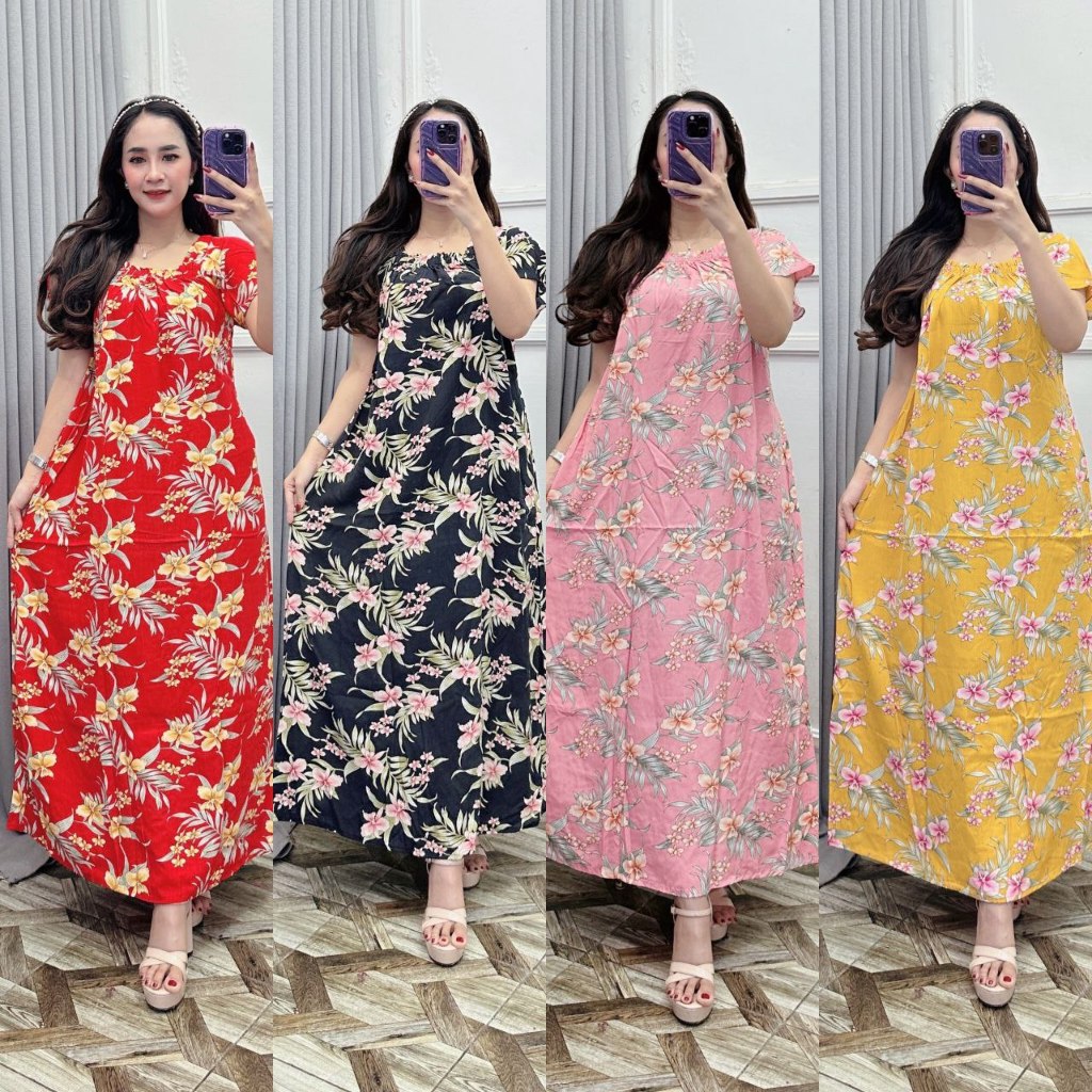 Baju Daster  Dress Longdress Homedress Home Dress Terusan Lengan Panjang Starla DesvikaSmock Smok Ke
