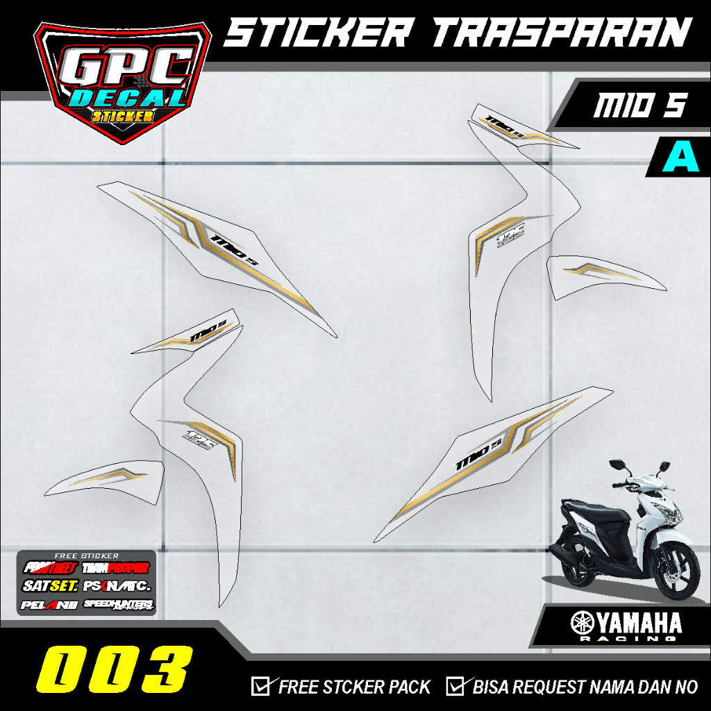 STRIPING TRANSPARAN UV YAMAHA MIO S DESAIN MINIMALIS GPC DECAL 003