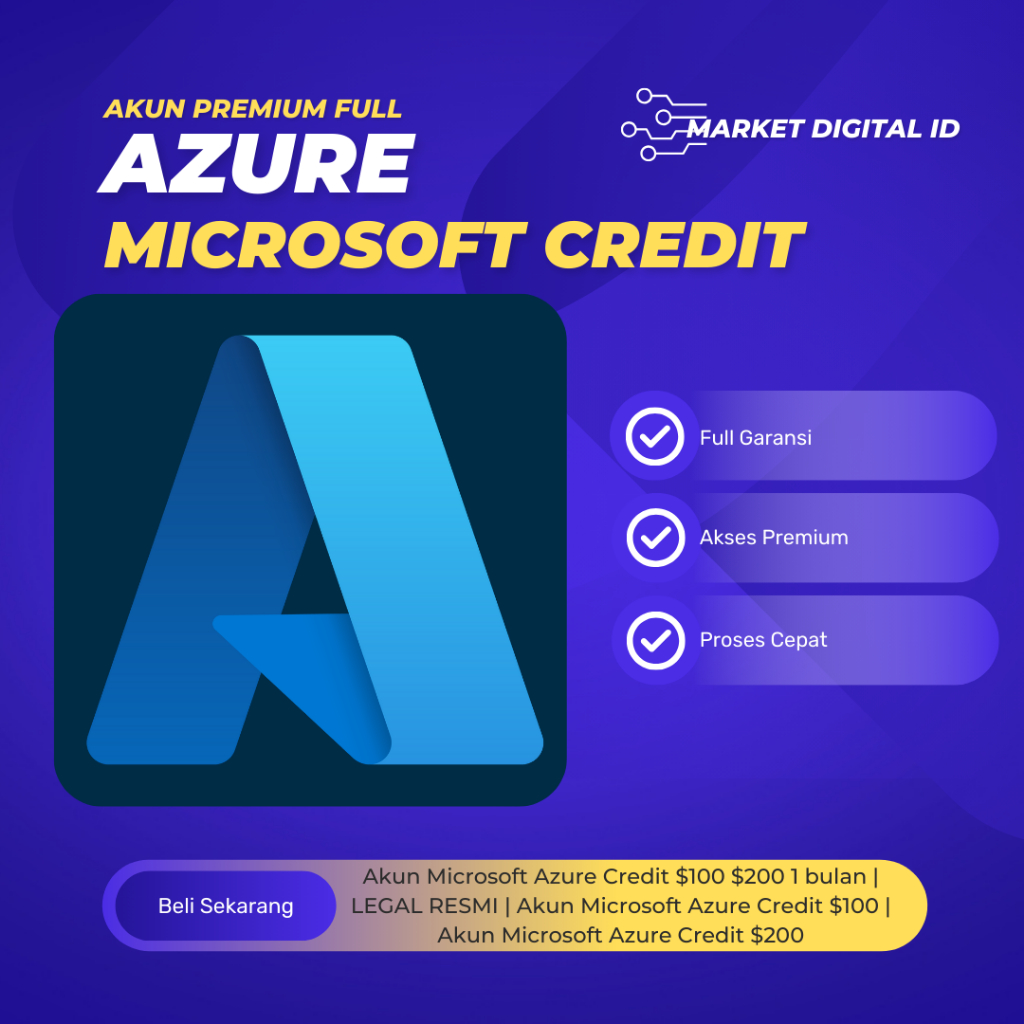 Akun Microsoft Azure Credit $100 $200 1 bulan | LEGAL RESMI | Akun Microsoft Azure Credit $100 | Aku