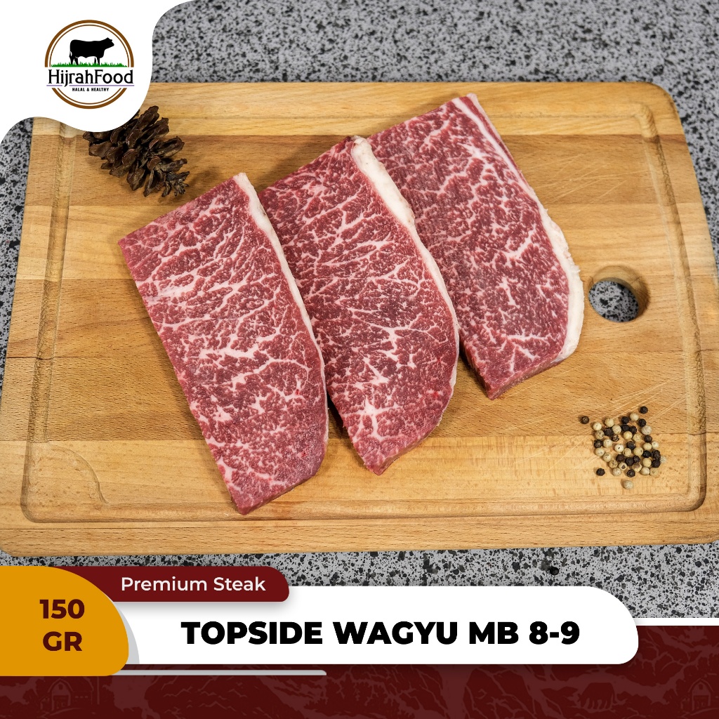 

Hijrahfood Topside Beef Wagyu Steak MB 8-9 / MB 6-7 AUS - Daging Sapi Wagyu Cut