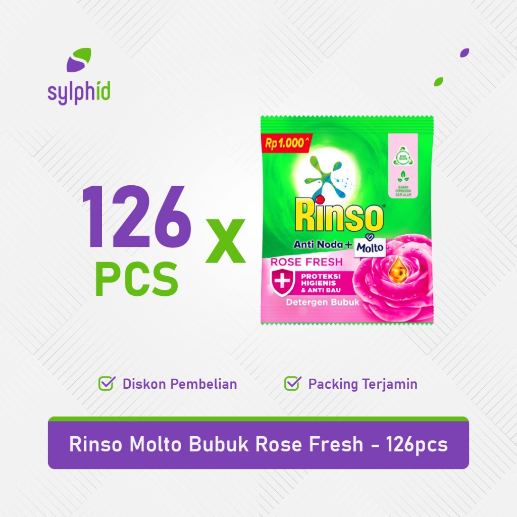 1 Dus Rinso Molto Rose Fresh 40 gr / Deterjen Bubuk 1 Karton (126 pcs)