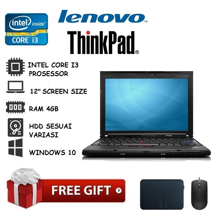 Laptop Notebook Lenovo Thinkpad X201 intel core i3 RAM 4GB SSD 240