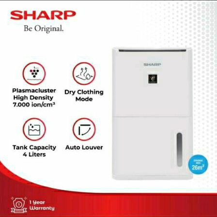 Sharp DW-D12A-W Dehumidifier Putih 12 Liter/Hari untuk Ruangan 13-26 m²
