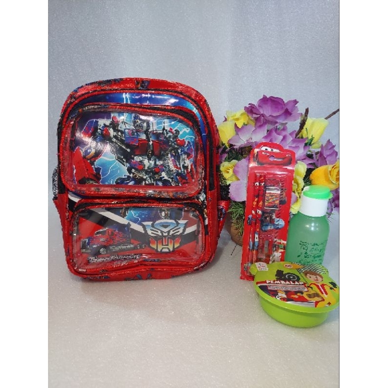 

Tas TK karakter 4 ruang lucu, FREE BOTOL MINUM + TEMPAT MAKAN + ALAT TULIS