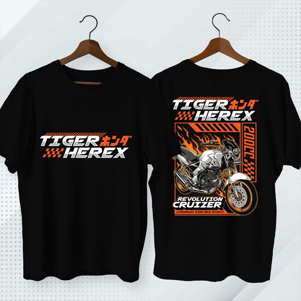 Kaos Motor Tiger Herex Cruizer T Shirt Racing Otomotif Unisex Cowok Cewek Pria Wanita