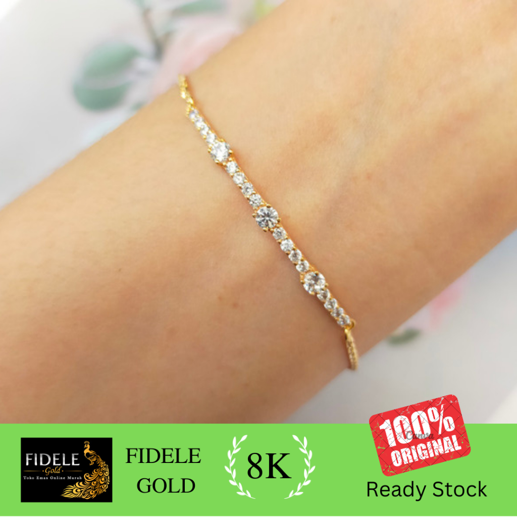 Gelang serut permata fashion gelang hwt gold emas asli 375 GELANG EMAS ASLI 8K