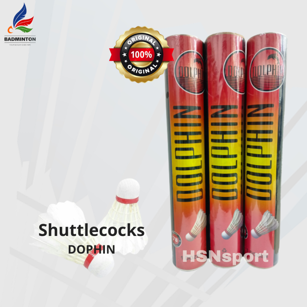 Shuttlecock Badminton Bulu Tangkis Dolphin Merah 1 lusin