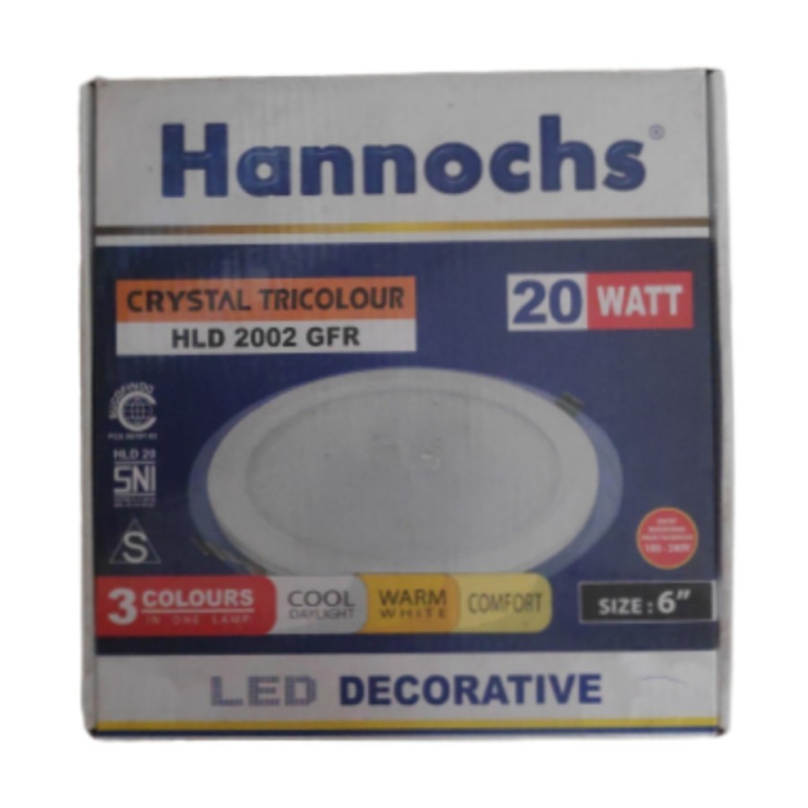 HANNOCHS LAMPU CEILING HLD 2002 GFR CRYSTAL TRICOLOUR 20 WATT BULAT