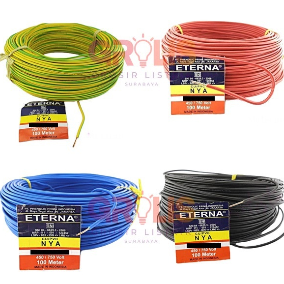 Kabel Eterna NYA 1x4 Roll 100 Meter Kabel Listrik 1 Tembaga Kawat Tunggal Engkel 4 mm