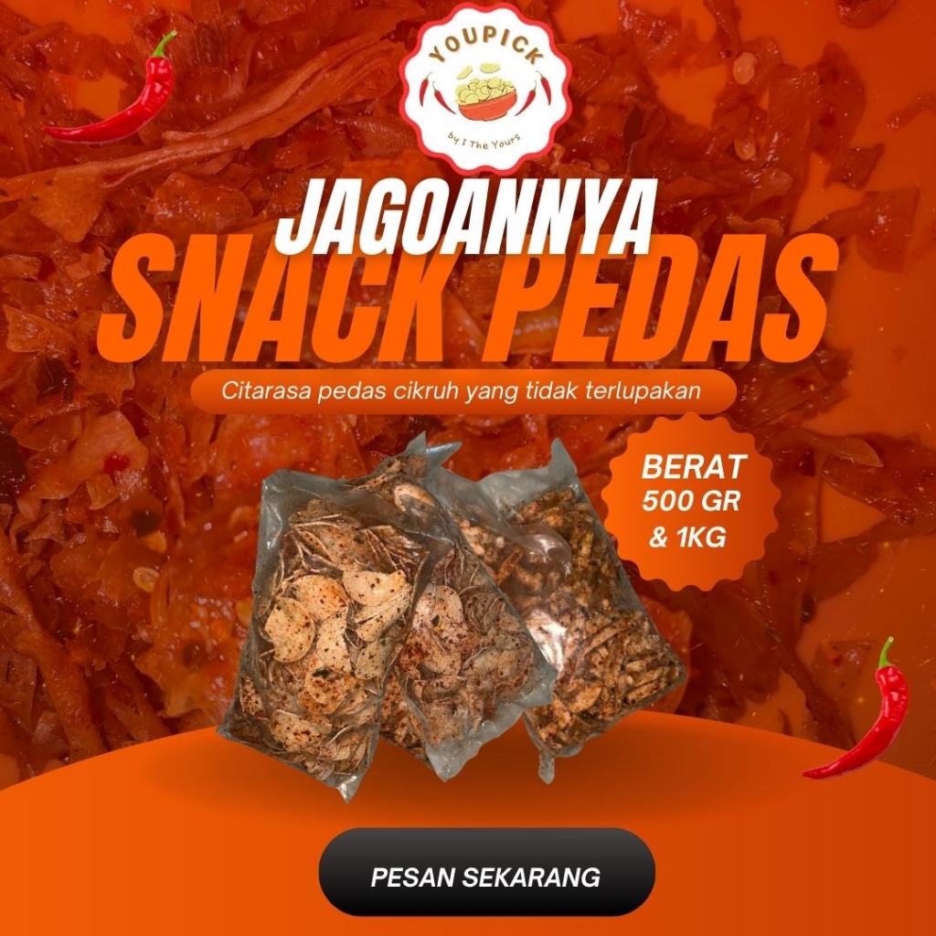 

KERIPIK BASRENG PEDAS YOUPICK 1KG & 500GR | DAUN JERUK GUIH PEDAS | HALAL MURAH COD