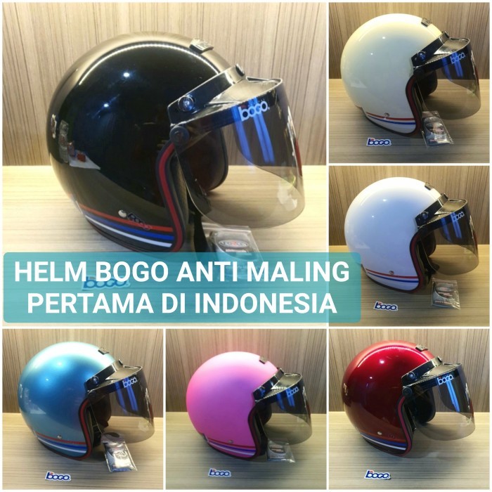 Helm Retro FORCE Custom Kaca Bogo Original SNI Fitur Anti Maling