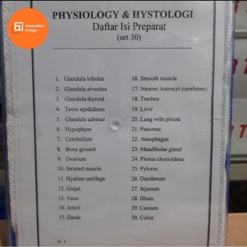Preparat Histologi dan Phsiologi 30 macam