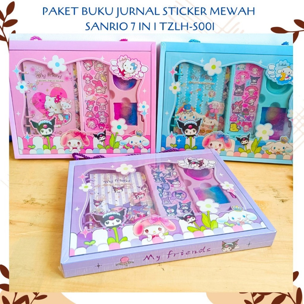 

PAKET BUKU JURNAL STICKER MEWAH SANRIO 7 IN 1 TZLH-S001 BUKU SPIRAL PEN STICKER PINSET SPATULA ALAT TULIS KANTOR SEKOLAH MURAH TERMURAH