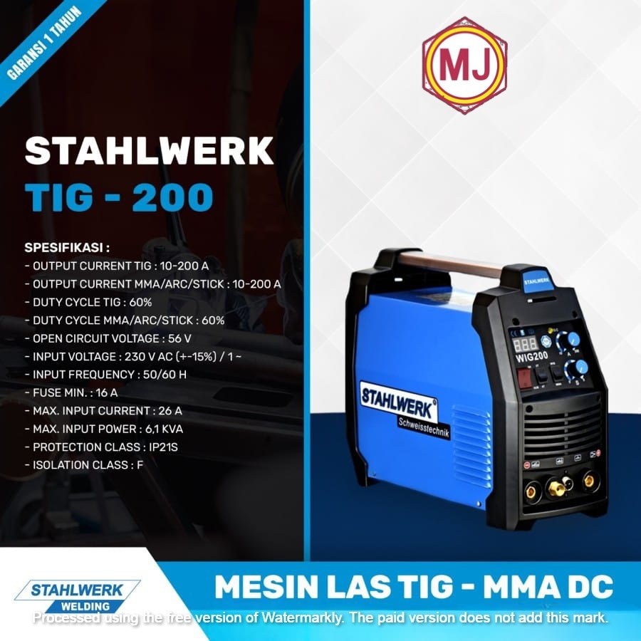 Mesin Las Stahlwerk DC Tig-200A