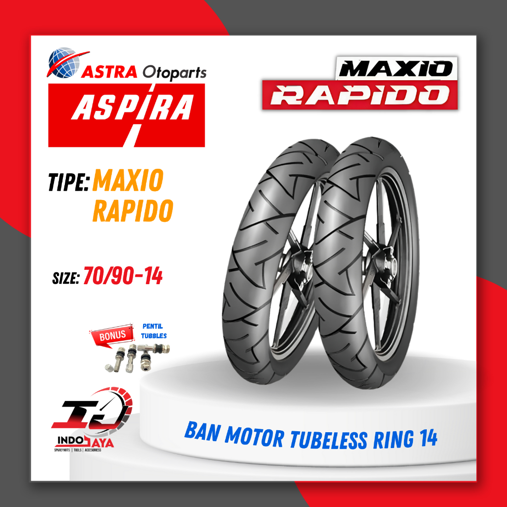 [FREE PENTIL + WRAPPING] BAN ASPIRA RAPIDO TUBELESS ( 70/90-14 ) / BAN TUBLES ASPIRA MAXIO RAPIDO RI