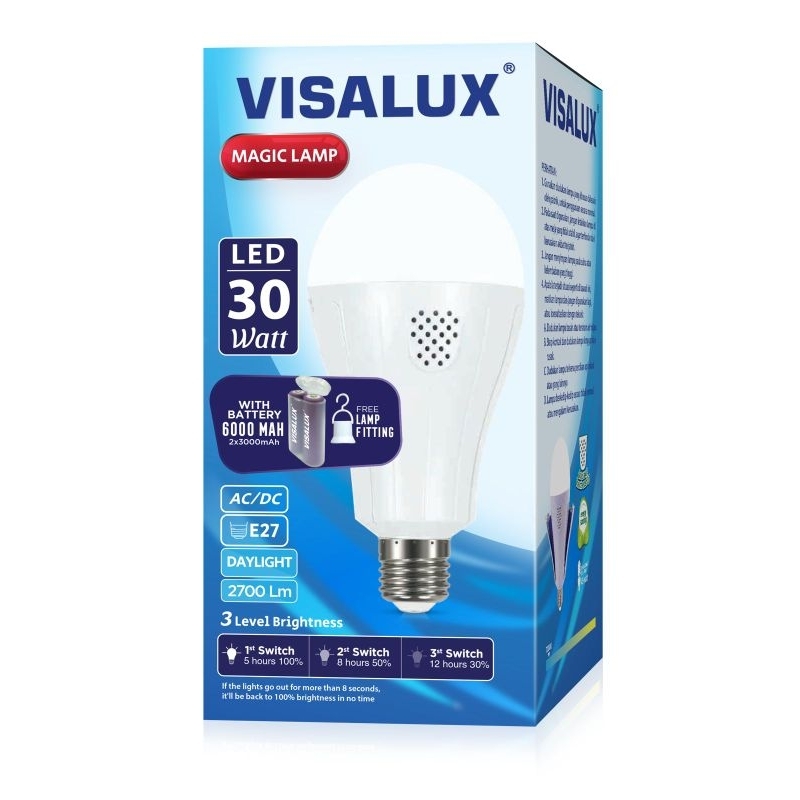 Lampu led ac/dc Visalux 30watt/bohlam emergency Visalux 30watt