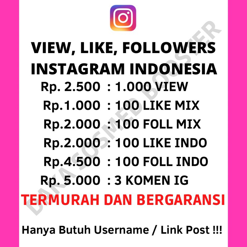 VIEW LIKE FOLLOWER INSTAGRAM INDONESIA