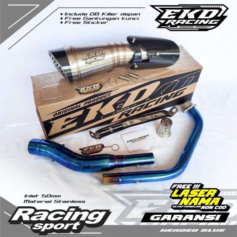 KNALPOT RACING ORIGINAL EKD RACING MODEL R9 UNTUK MOTOR VIXION SATRIA FU CBR R15 DAN SEMUA JENIS MOT
