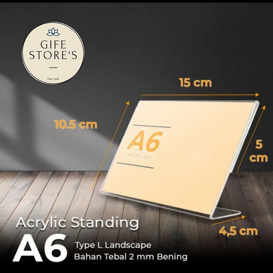 

AKRILIK TENT HOLDER A6 L LANDSCAPE / 2PCS LEBIH MURAH / 2MM - 15cm x 10,5cm / STANDARD MURAH BAGUS TEBAL BERKUALITAS